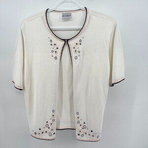 🌺KORET Size M Faux Cami Top with  short sleeve Cardigan with Embroidered Detail